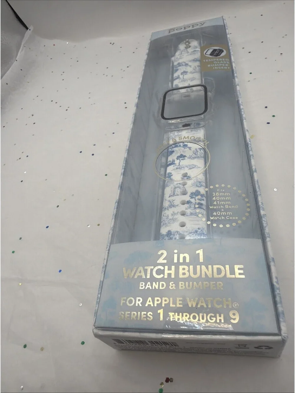 XO Poppy Blue Toile Apple Watch Band & Bumper Bundle 38mm 40mm 41mm NEW